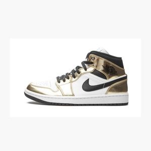 Men's Nike Air Jordan 1 Mid Metallic Gold Black White DC1419-700 (Size 11.5)